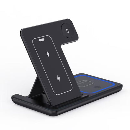 3 In 1 LED Fast Wireless Charger Stand Foldable Charging Station